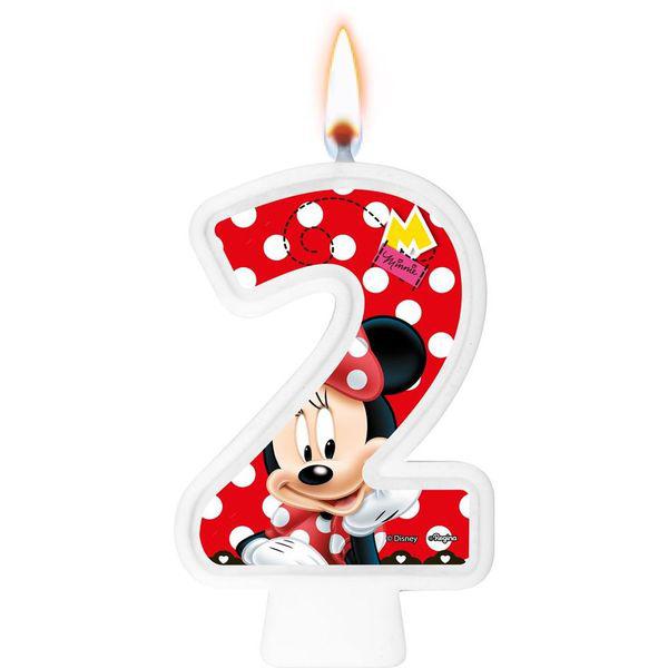 VELA NUMERAL Nº2 MINNIE VERMELHA UN REGINA