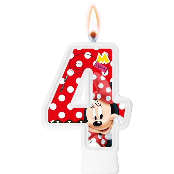 VELA NUMERAL Nº4 MINNIE VERMELHA UN REGINA