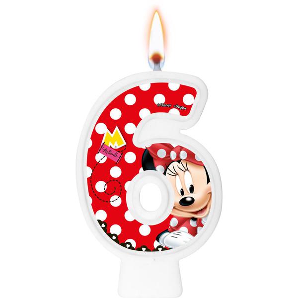 VELA NUMERAL Nº6 MINNIE VERMELHA UN REGINA