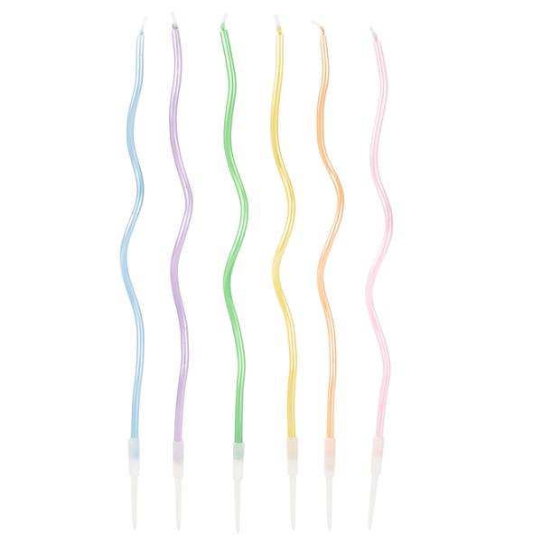 VELA PALITO ESPIRAL CANDY COLORIDA METALIZADA 6UN SILVER