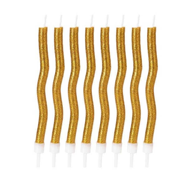 VELA PALITO ESPIRAL GLITTER DOURADA 8UN SILVER