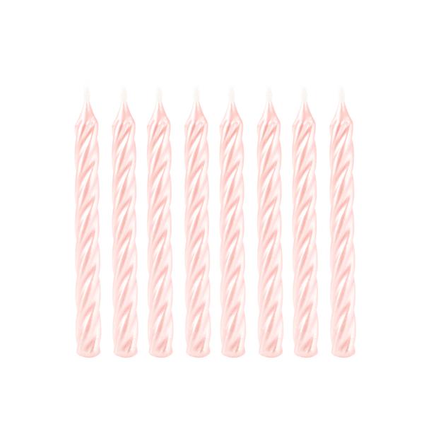 VELA PALITO ESPIRAL METALIZADA ROSA BEBE 8UN SILVER