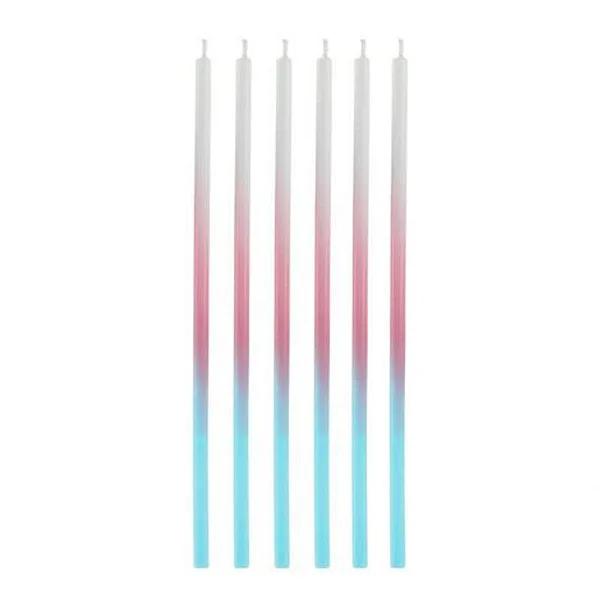 VELA PALITO GIGANTE DEGRADE AZUL/ROSA 15CM 6UN SILVER