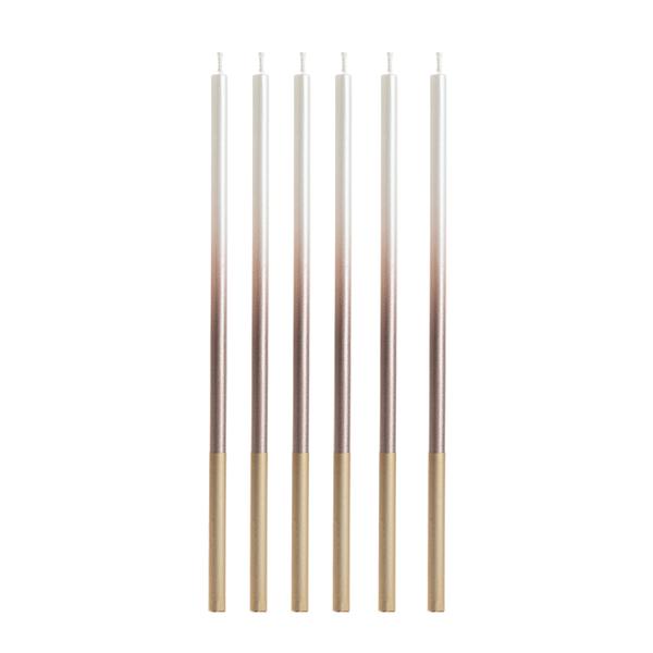 VELA PALITO GIGANTE DEGRADE PEROLA/ROSE GOLD 15CM 6UN SILVER