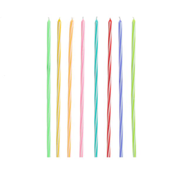 VELA PALITO GIGANTE LISTRADA COLORIDA 15CM 8UN SILVER