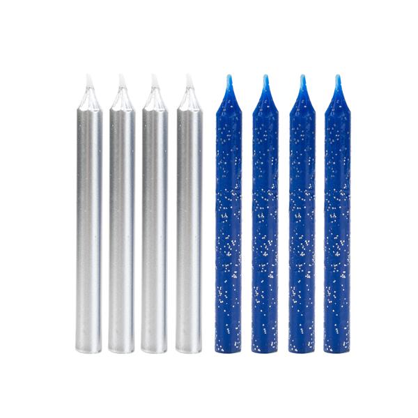 VELA PALITO GLITTER AZUL E PRATA 8UN SILVER
