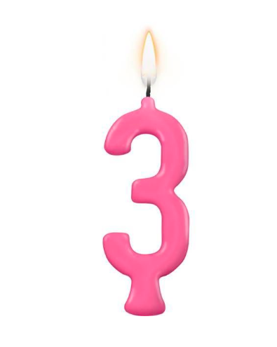 VELA PARABENS Nº3 PINK UN REGINA