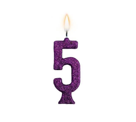 VELA PARABENS Nº5 GLITTER ROXA UN REGINA