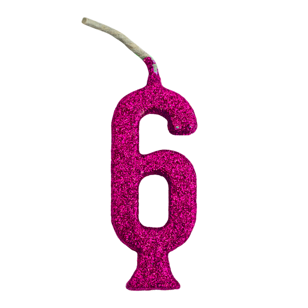 VELA PARABENS Nº6 GLITTER PINK UN REGINA