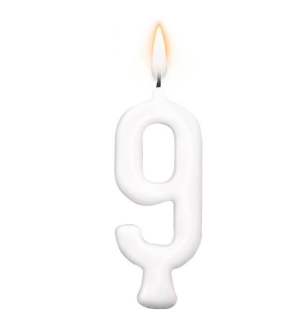 VELA PARABENS Nº9 BRANCO UN REGINA