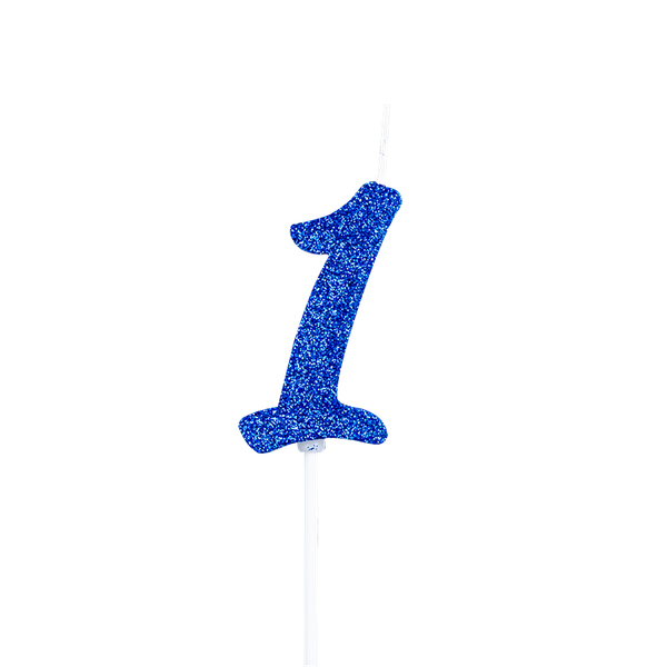 VELA PICK GLITTER Nº1 AZUL UN REGINA