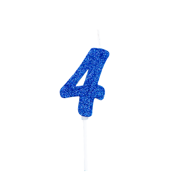 VELA PICK GLITTER Nº4 AZUL UN REGINA