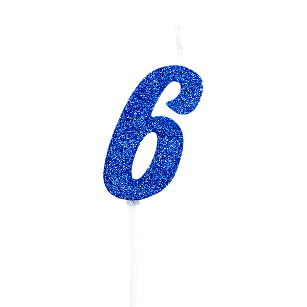 VELA PICK GLITTER Nº6 AZUL UN REGINA