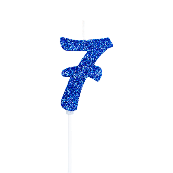 VELA PICK GLITTER Nº7 AZUL UN REGINA
