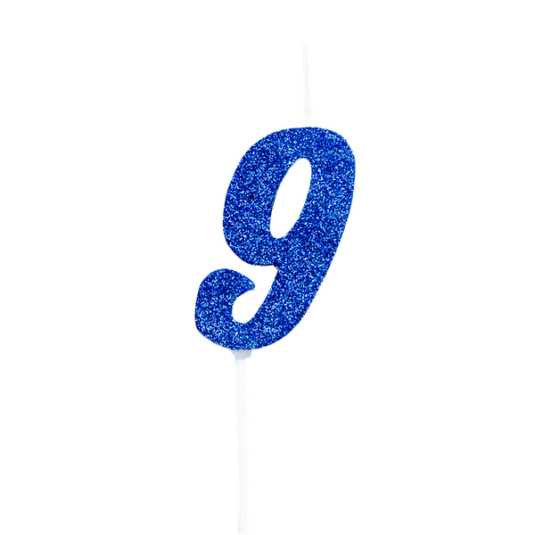 VELA PICK GLITTER Nº9 AZUL UN REGINA