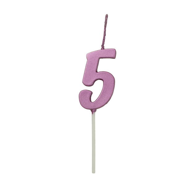 VELA PICK METALIZADA Nº5 PINK UN REGINA