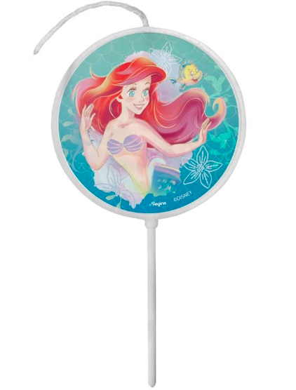 VELA PLANA PICK ADESIVADA ARIEL DISNEY UN REGINA