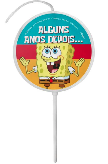VELA PLANA PICK ADESIVADA BOB ESPONJA UN REGINA