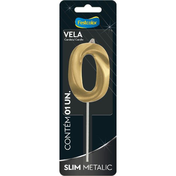 VELA SLIM METALLIC OURO Nº0 UN FESTCOLOR