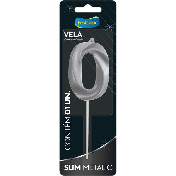 VELA SLIM METALLIC PRATA  Nº0 UN FESTCOLOR