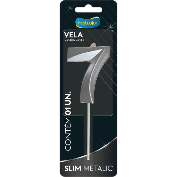 VELA SLIM METALLIC PRATA Nº7 UN FESTCOLOR