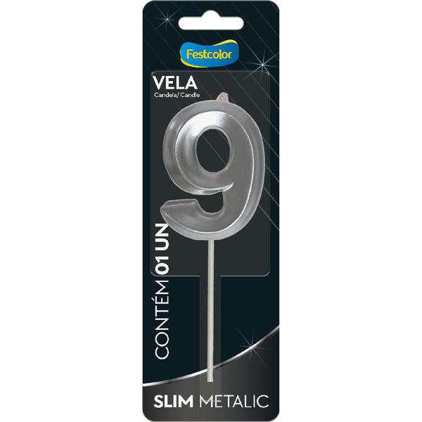 VELA SLIM METALLIC PRATA Nº9 UN FESTCOLOR