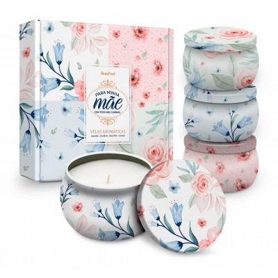 VELAS AROMATICAS CERA DE SOJA DISPLAY C/4UN  PARA MINHA MAE COM CARINHO