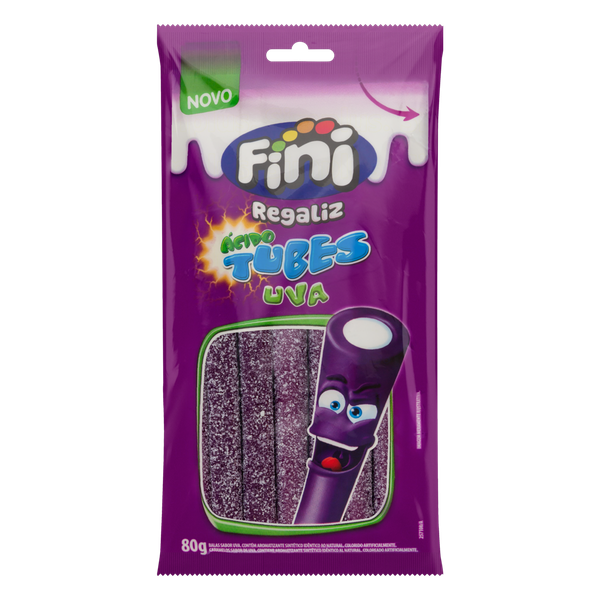 Bala De Goma 80g Tubo Citrico Uva Fini