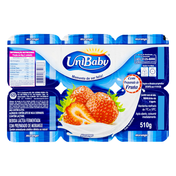 Bebida Lactea  510g Morango Unibaby