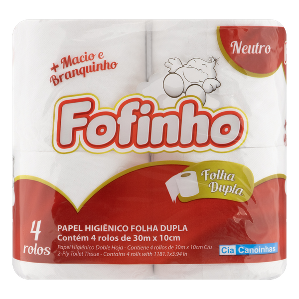 Papel Higienico Folha Dupla 4un 30mt Neutro Fofinho