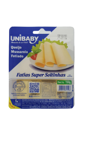 Queijo Mussarela Fatiado Unibaby 150g