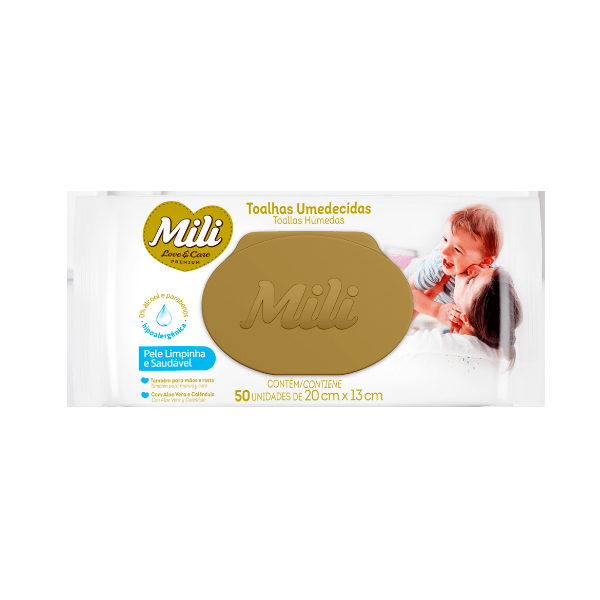Toalhinha Umedecidas 50un Love & Care Mili