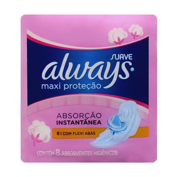 ABSORVENTE ALWAYS MAX PROTEÇÃO SUAVE C/ 8UN