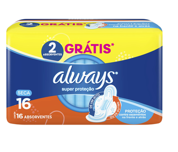 ABSORVENTE ALWAYS SUPER PROTEÇÃO SECA C/ 16UN