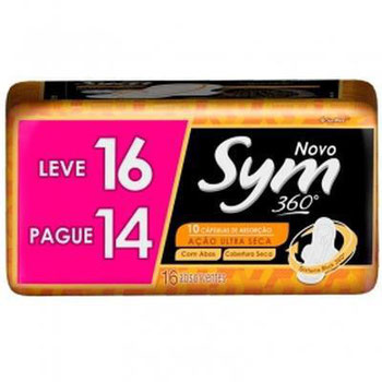 ABSORVENTE SYM SECA C/ ABAS 360 LARJ  LEVE 16 PAGUE 14