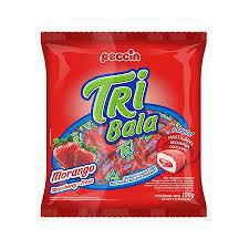 BALA PECCIN TRI BALA MORANGO SORTIDA 100