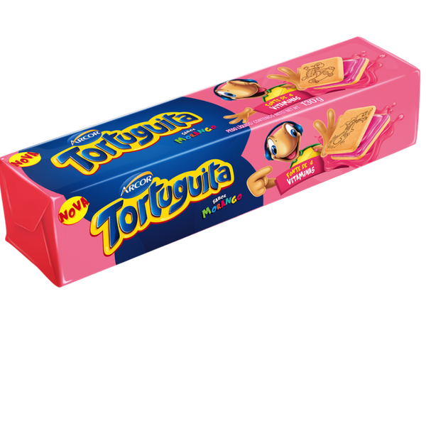 BISC TORTUGUITA QUADRADO MORANGO 130G