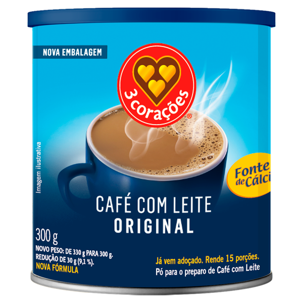 CAFÉ 3 CORAÇÕES COM LEITE 300G