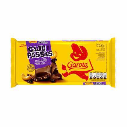 CHOC GAROTO BARRA CAJU PASSAS 80G