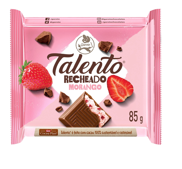 CHOC GAROTO TALENTO MORANGO 85G