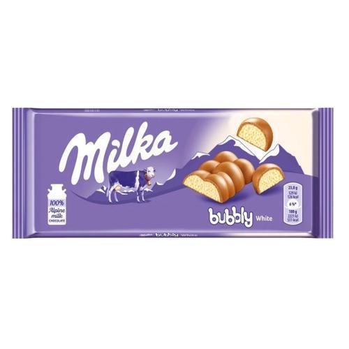 CHOC MILKA BUBBLY MILK AND WHITE 95G