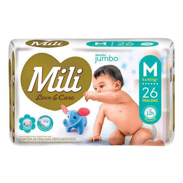 FRALDAS MILI LOVE E CARE JUMBO M 26UN