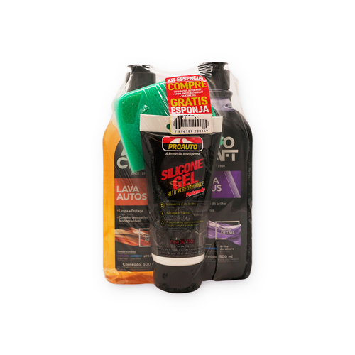 KIT AUTOMOTIVO PROAUTO SHAMP+LIMPNEU+SIL