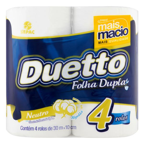 PAPEL HIGIÊNICO DUETTO NEUTRO 30M C/4