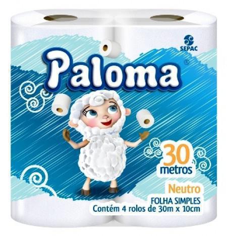 PAPEL HIGIENICO PALOMA NEUTRO 30MT C/4