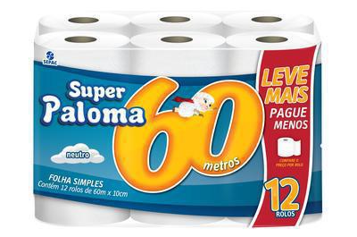 PAPEL HIGIENICO PALOMA NEUTRO C/12UN 60X