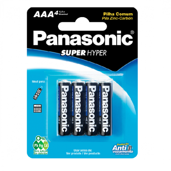 PILHAS PANASONIC U SUPER HIPER  AAA C/ 4UN