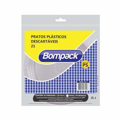 PRATO PLÁSTICO BOMPACK 21CM C/10