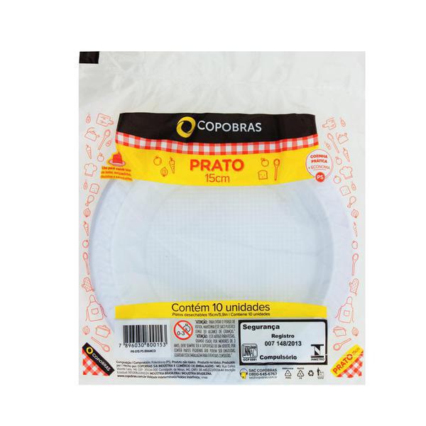 PRATO PLÁSTICO COPOBRAS 15CM C/ 10UN
