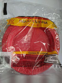 PRATO PLÁSTICO COPOBRAS VERMELHO 15CM C/ 10UN